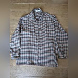 Flannel print 100% wool button down shirt